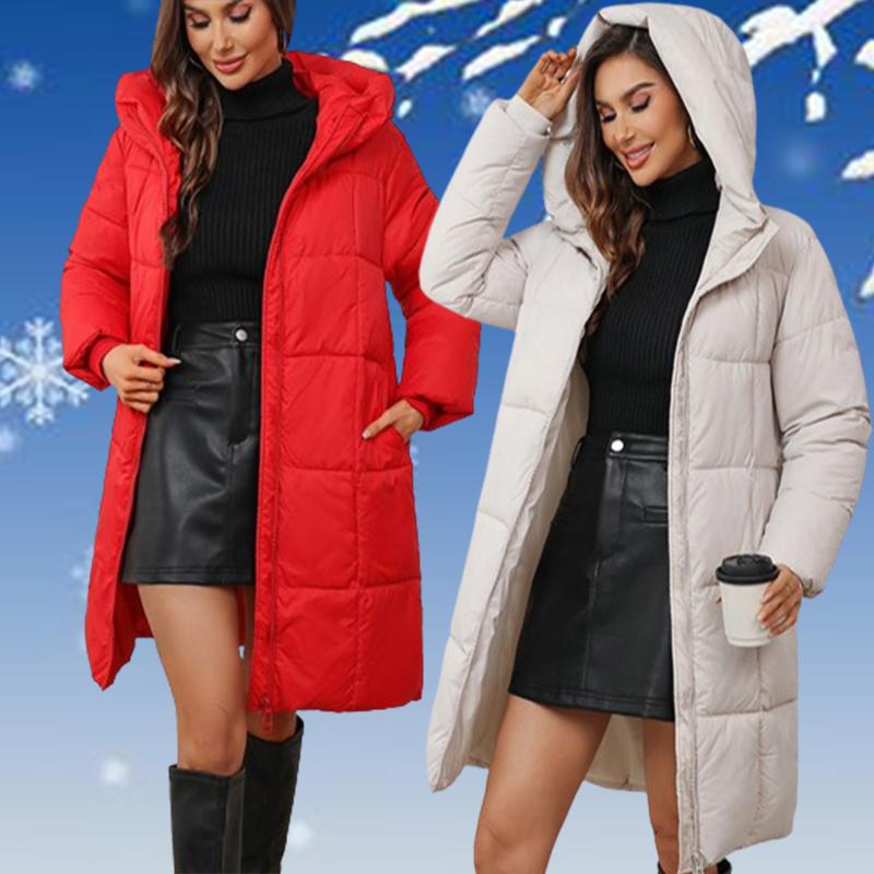 New Winter Down Cotton Jackets Women's Clothing Long Parkas Loose Hooded Thick Warm Winter Coats Female Black Overcoats
