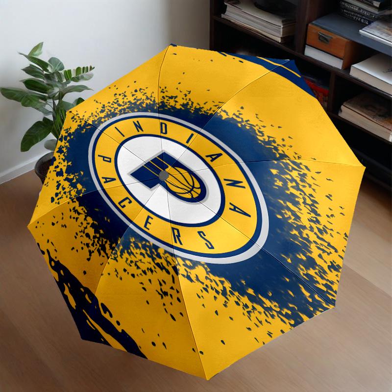 basketball Pacers Neon Art Umbrella 8-Frame for Travel, Camping, Casual Lightweight Portable Umbrella, Essential for Every Family Holidays Gift