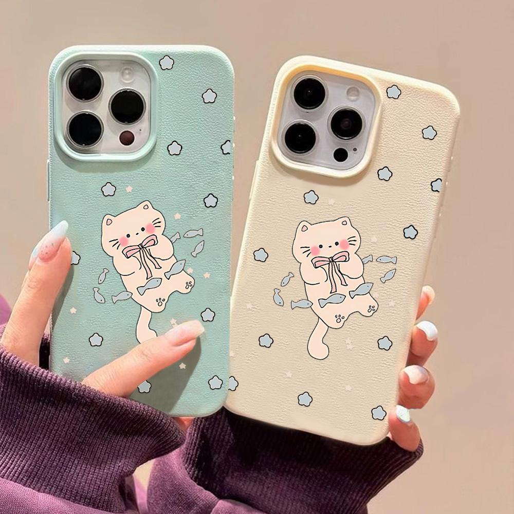 Чехол для телефона iPhone 11 13 XR XS Max, чехол для iPhone 12 14 15 16 Pro Max 12 Pro 15 Plus, кожаный, окрашенный, водонепроницаемый, устойчивый к падениям и износу, мультяшный