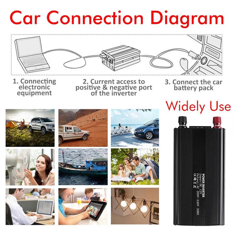 Power Inverter AC 110V/220 Volt DC 12V/24V 7000W LED Display Car Adapter Charge Converter Modified Sine Wave Transformer
