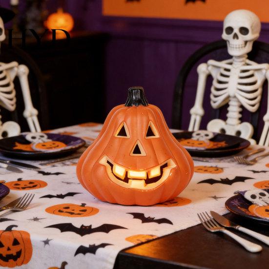 Pumpkin Lantern For Halloween Light Up Decoration, Spooky Jack O Decor Ornament for Window Display, Children Photo Prop Party Smiling