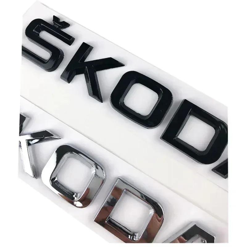 JIYQ3 ABS Letter Emblem Sticker for Skoda RS Fabia Yeti Superb Octavia Kodiaq Karoq Tour Rapid Car Rear Trunk Badge Auto Accessories