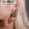 RUI RUI YU женские винтажные серьги в этническом стиле красочные резные бусины с кисточками полые кулоны ювелирные украшения