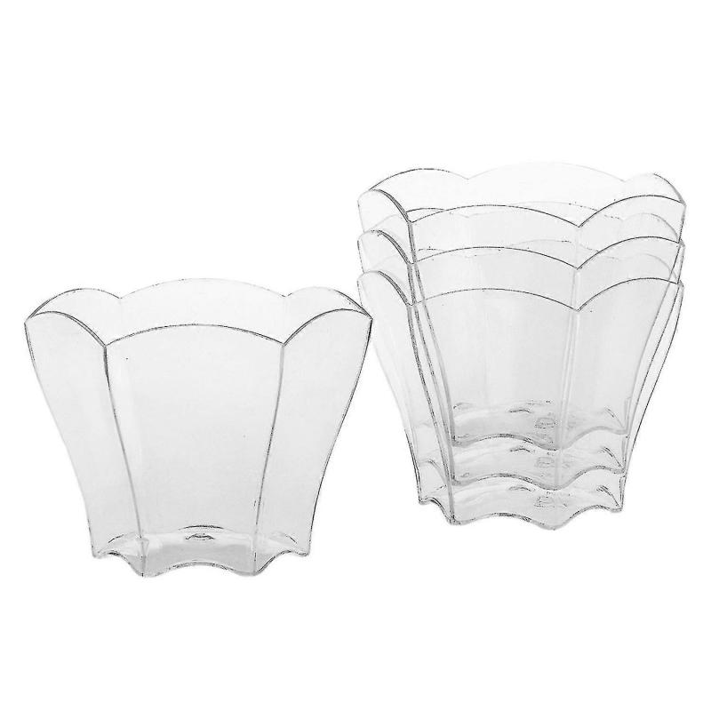 96Pcs Disposable Plastic Dessert Cups, 70ml Transparent Flower Petal Mousse Cups