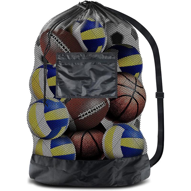 Large Mesh Bag for Storing Basketball Football Volleyball Adjustable Drawstring Shoulder Bag Ball Sports Training Equipment
