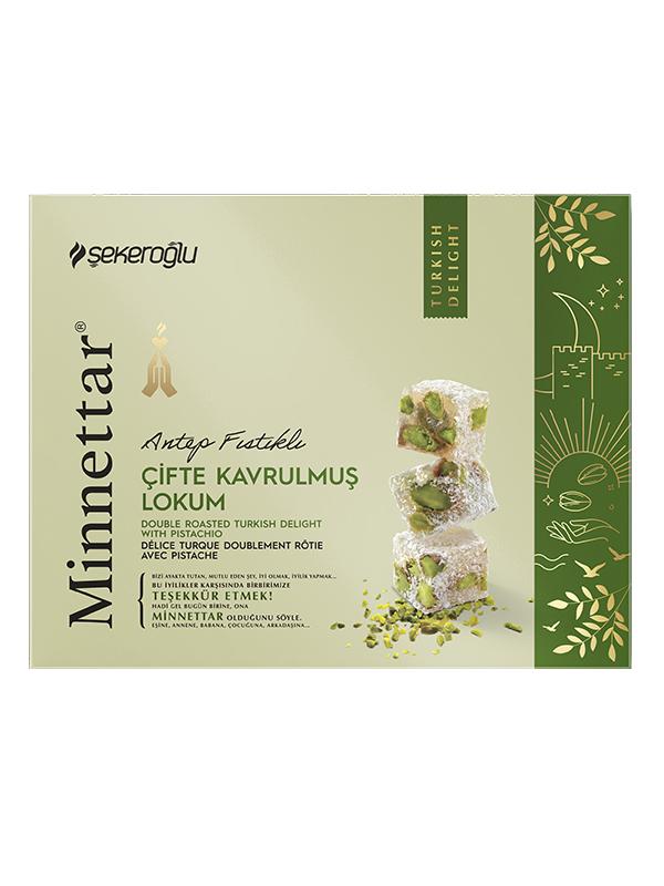Minnettar Double Roasted Pistachio Turkish Delight – Rich Nut-Infused Candy, 300g