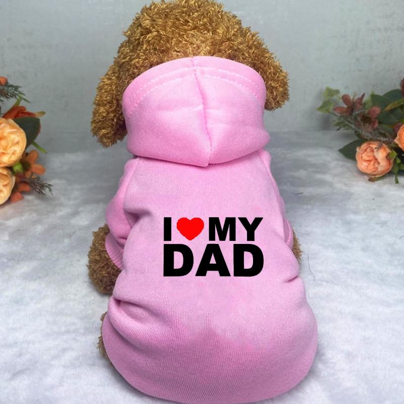 Толстовка с капюшоном для собак I Love My Dad Dog для маленьких и средних собак, пальто для щенков и кошек, одежда для чихуахуа, французских бульдогов