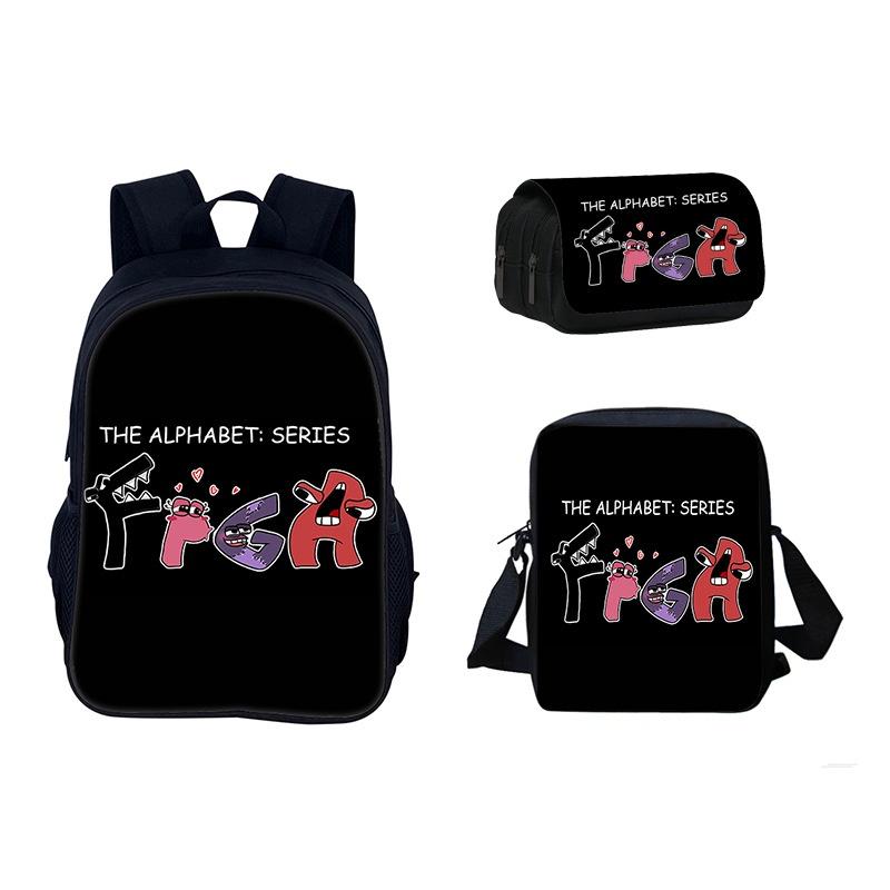 Alphabet Lore Backpack Cool And Breathable Student Bag For School In Red/black