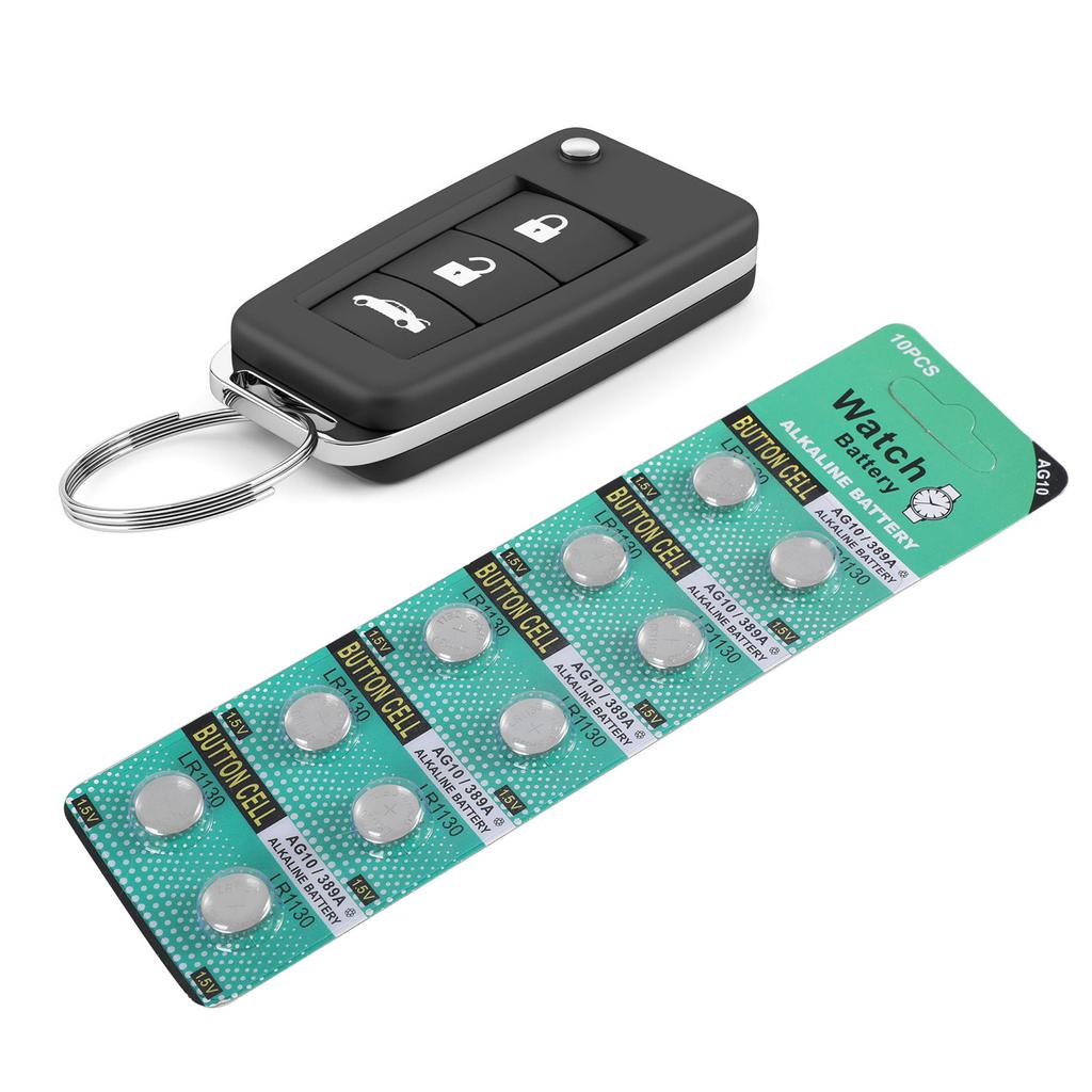 Pack of 10pcs High Energy LR1130 Button Cell Batteries 1.5V Long Service Life Replacement AG10/LR54/389A/189/SR1130