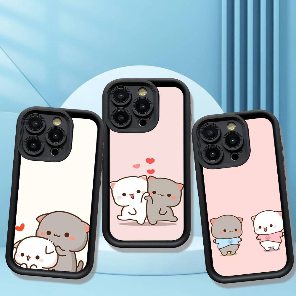 Cartoon Cute Cats Silicone Soft Phone Case For iPhone 17 16 14 13 12 11 15 Pro Max Plus Air Cover