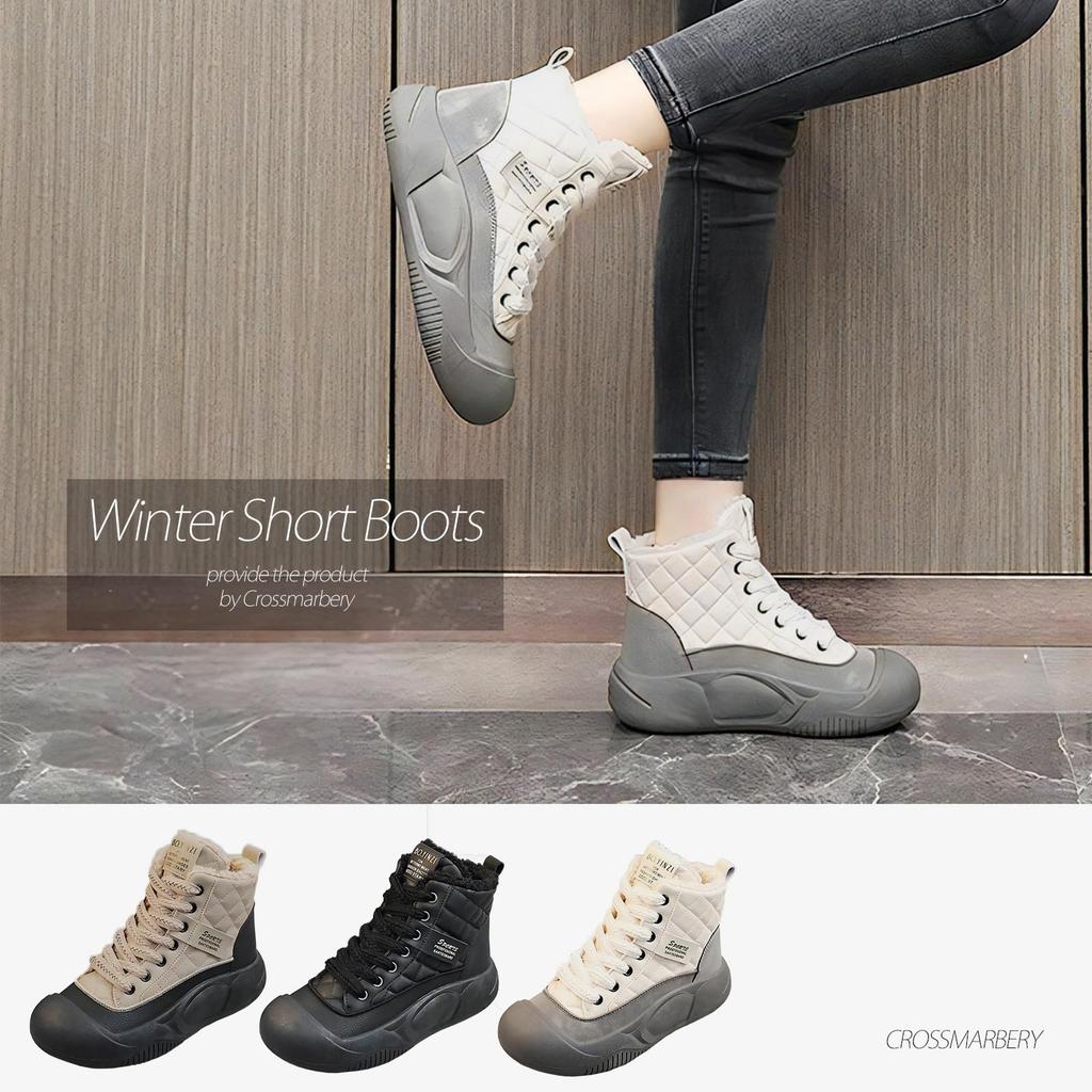 Удобные для езды на работу или в школу в холодную погоду CY117 BE [Cross Marbury] Женские ботинки, зимние, стильные, короткие, на шнуровке, для ходьбы, ботинки, бежевые,