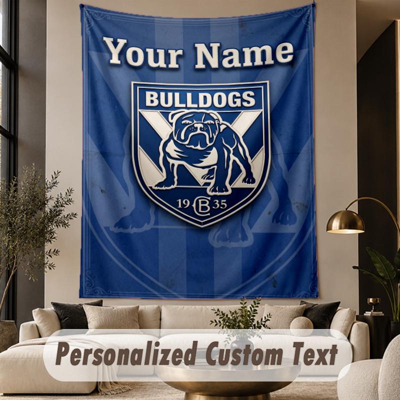 Custom Text Tapestry Canterbury-Bankstown Bulldogs Print Wall Tapestry Indoor Living Room Wall Decor