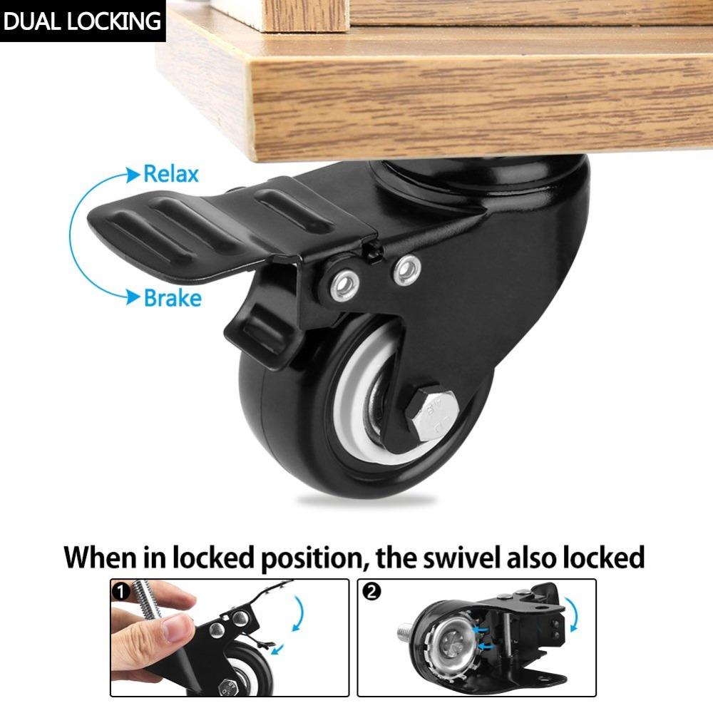 4 шт. сверхмощные поворотные ролики 1,5 "/2" с резьбовым стержнем с тормозной тележкой, мебельный ролик M8/M10 с резьбовым стержнем