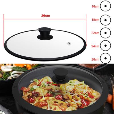 Универсальная крышка из закаленного стекла с вентиляцией для кастрюли, сковороды с термостойким силиконовым ободом, крышка от брызг для микроволновой печи