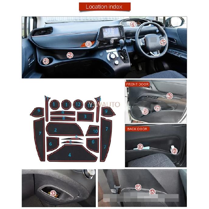 Door Slot Mat for Toyota SIENTA Gate Groove Cushion Car Door Rubber Cup Holder Mats Anti-slip Carpets Position