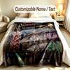Art Deco Theme Custom Blanket Personalized Name & Text Customized Soft Warm Throw Blanket Home Decor