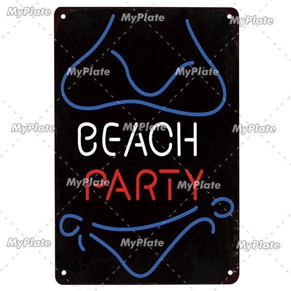 [MyPlate] Beach Metal Sign Vintage Plaque Tin Sign Plate Wall Decor For Bar Club Man Cave Art Painting Poster Gift