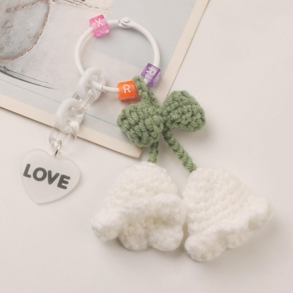 Ландыш Брелок Подвеска Чехол-мешочек для наушников Украшения для телефона Ручная работа Цветок Вязаный Брелок Украшение