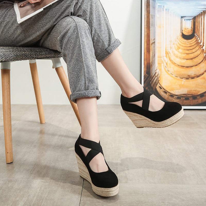 Женская обувь на высоком каблуке в стиле ретро, элегантная женская обувь на танкетке, брендовые женские туфли-лодочки на платформе, женская обувь на танкетке 10 см