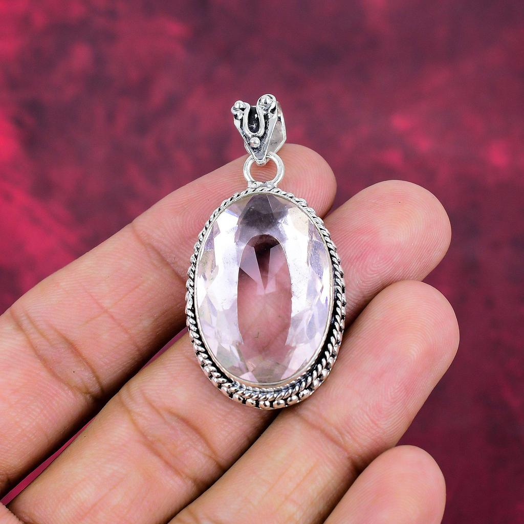 Подвеска из розового кунцита, 925 пробы, кулон из чистого серебра, ювелирные изделия ручной работы с драгоценными камнями, подарки для жены, абсолютно новый кулон
