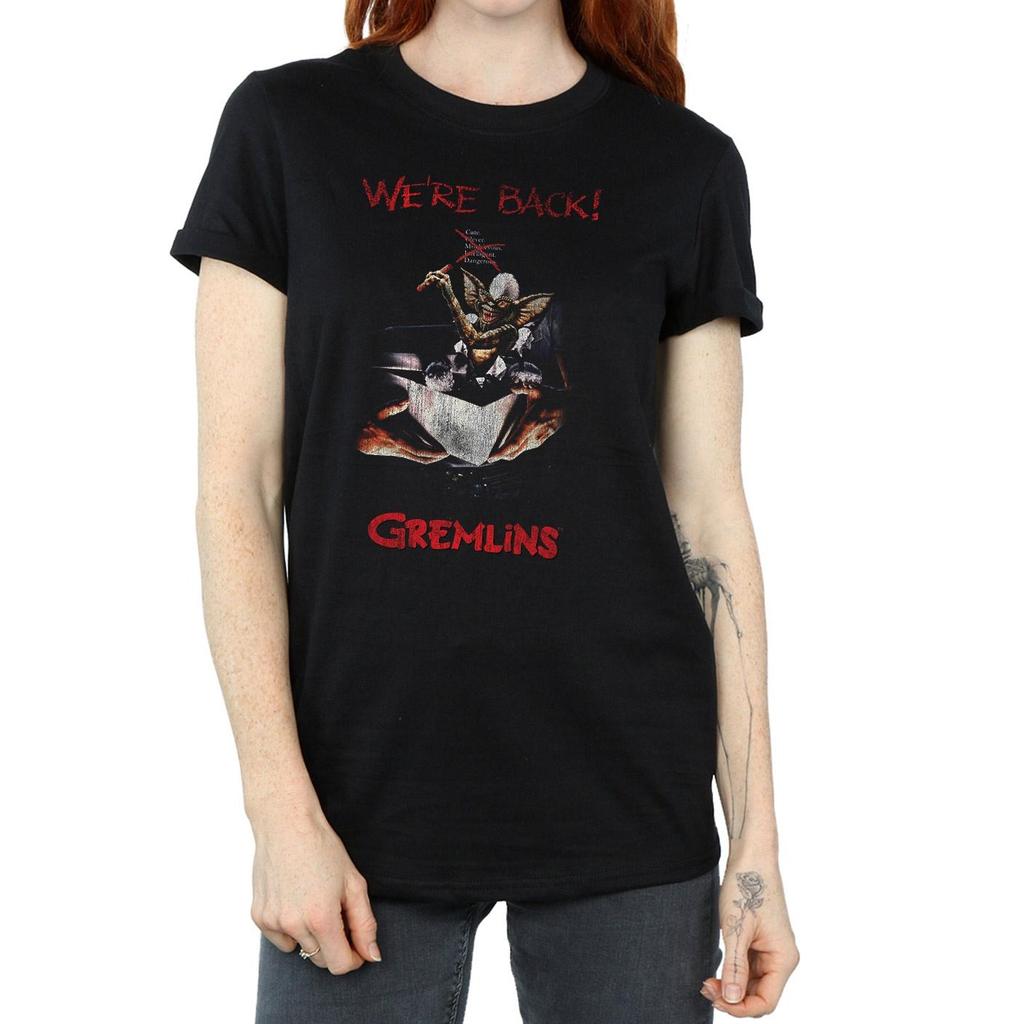 Gremlins Womens/Ladies Spike Distressed Poster Cotton Boyfriend T-Shirt