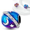 Charms Copper Blue Star Moon Planet Orbit Beads Fit Charms Plata Original Bracelet Beads Women Jewellery Making Diy