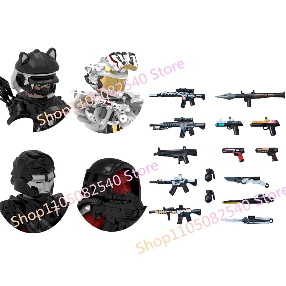 MOC Военная Мультяшная Игровая Фигурка Действия Строительный Блок Оружие Аксессуар Винтовка Спецназа Молоток Бензопила Дрон Детская Игрушка Подарок