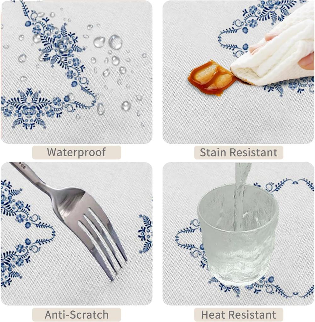 Синяя Цветочная Прямоугольная Скатерть Свадебный Декор Многоразовая Синяя Белая Фарфоровая Принтованная Скатерть Декор для Кухни Обеденного Стола