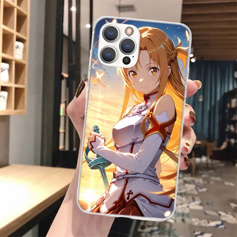 Аниме Sword Art Online SAO Мягкий чехол для телефона для iPhone 16 15 14 13 12 11 Pro Max X XR XS 7 Plus 8 + SE 16Max С рисунком Индивидуальный C