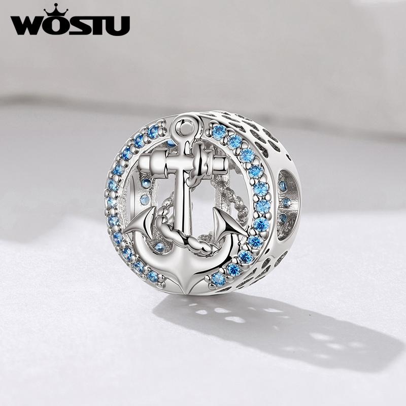 WOSTU Platinum Plated DIY Girl Horse Charms Travel Anchor bead Pet Dog Pendant Fit Original Bracelet Jewelry Making