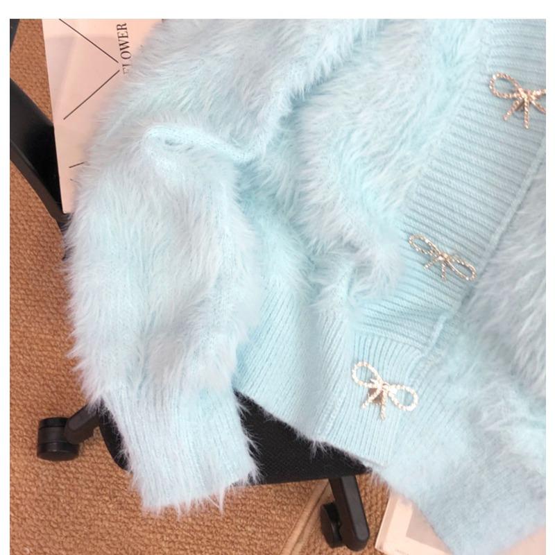 Женская мода повседневная осень-зима однотонный принт длинный рукав V-образный вырез свитера