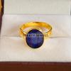 Blue Sapphire Oval Cut With 925 Sterling Silver Gold Plated Ring For Men #B580 JL375686462974