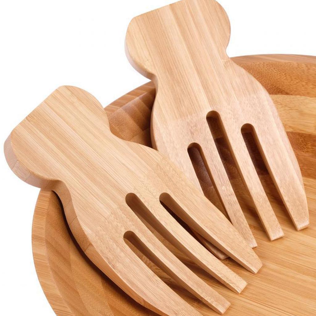 Bamboo Salad Fork Tossing Tool Eco-Friendly Kitchen Tool for Salad Fruit Vegetables