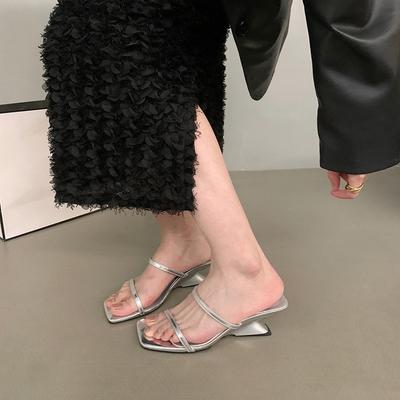 Темпераментные туфли-шлепанцы на высоком каблуке, женская обувь, носить новые сандалии с юбками, красивые сандалии