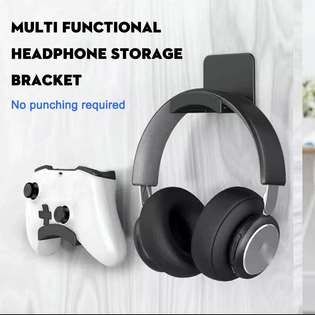 1PCS Headphone Stand Wall Mount Perforated-free Gaming Rack Table Hanging Storage Hook Support Stand Under Stand Hook Q8F3