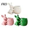 Mini Flowerpot 3D Printed Bunny Hugging Succulents Planter, Cute Rabbit Flower Pot with Embossed Small Desktop Planter Floral Body, Desk Decor