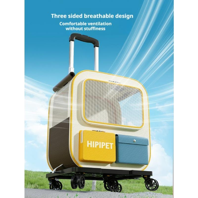 Pet Travel Backpack 3-in-1 Rolling Pet Carrier with Wheels, Breathable Mesh & Large Capacity for Cat, Dog, Walking, Vet Visit