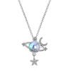 925 Sterling Silver Moonstone Planet Star Moon Charm Pendant Necklace For Women Wedding Jewelry Choker Collar Dz523