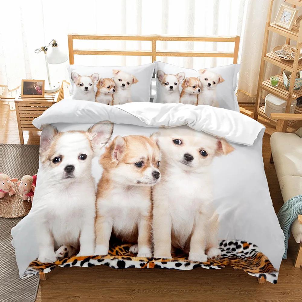 Kid Cartoon Comforter Bedding Sets 3D Print Plain Panda, Fox, Pet Cat, Lovely Dog Duvetcover 2Pcs Pillowcase Bad Cover Set 2/3Pc