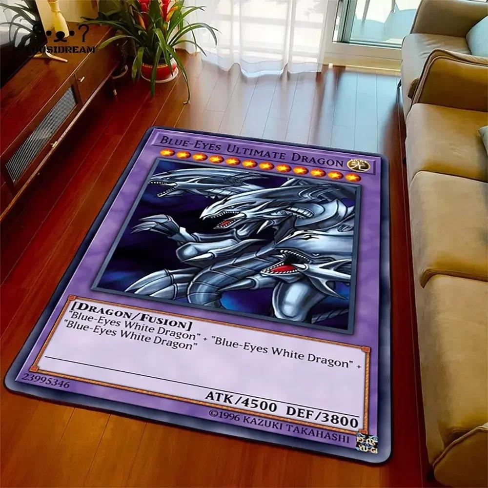 Yu-Gi-Oh Blue Eyes White Dragon Anime Carpet Cartoon Floor Mat for Living Room and Bedroom Decorative Area Rug Perfect Gift