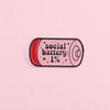 Social Battery 1% Enamel Pins Introvert Brooches Lapel Badge Mental Health Humor Jewelry Accessory Gifts For Friends