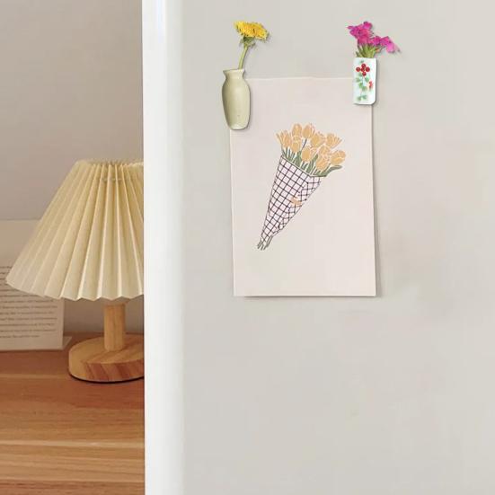 1/2 шт. Мини-керамическая ваза Магнит на холодильник Дом Офис Кухня Шкаф Холодильник 3D Миниатюрная ваза для цветов Горшок Магнитное украшение Орнамент