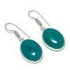 Зеленый Оникс Драгоценный Камень 925 Стерлинговое Серебро Ювелирное Изделие Серьга 1,38"