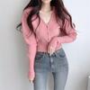 Women's Knitted Cardigan Autumn and Winter New Item Solid Color Slim Fit Short Sweater Cardigan