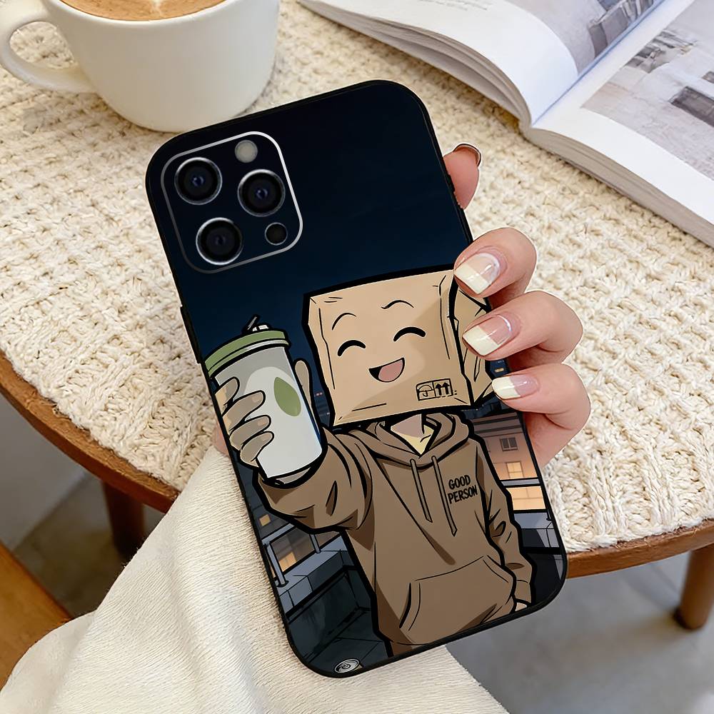 Cartoon Paper Man Phone Case For iPhone 17, 16,15,14,13,12,11 Plus,Pro Max, Others Soft Black Cover