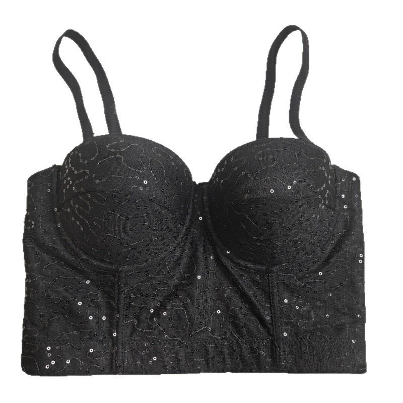 Сексуальные красотки перламутровые пайетки универсальная верхняя одежда топ-труба бретели удобный собирающий корсетный стиль