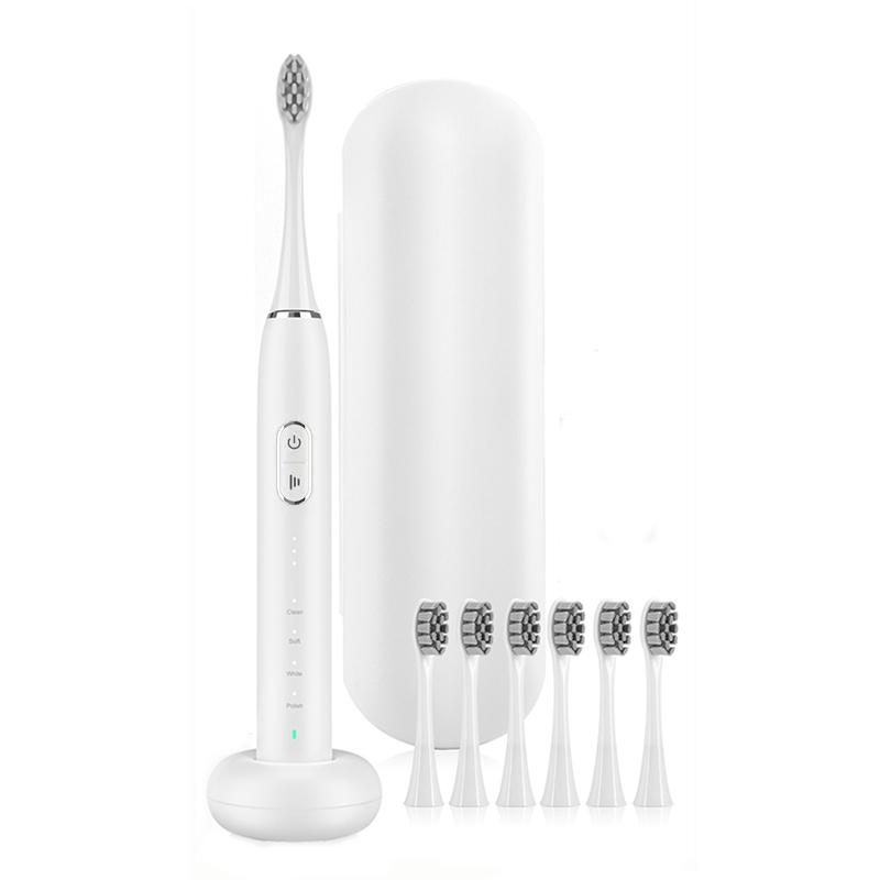 Sonic Electric Toothbrush Rechargeable with 6 Brush Heads and Travel Case 5 Modes Deep Cleaning Dental Cleaner