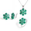 Натуральные зеленые агаты, серьги с цветочным дизайном, кольцо, кулон, ожерелье, набор серебряных украшений S925 для женщин, подарок на День святого Валентина