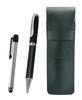 Пенал из зернистой кожи, металлическая сенсорная панель цвета зеленого мха, набор шариковых ручек из серебра и углеродного волокна SASMG-ALST-PD01
