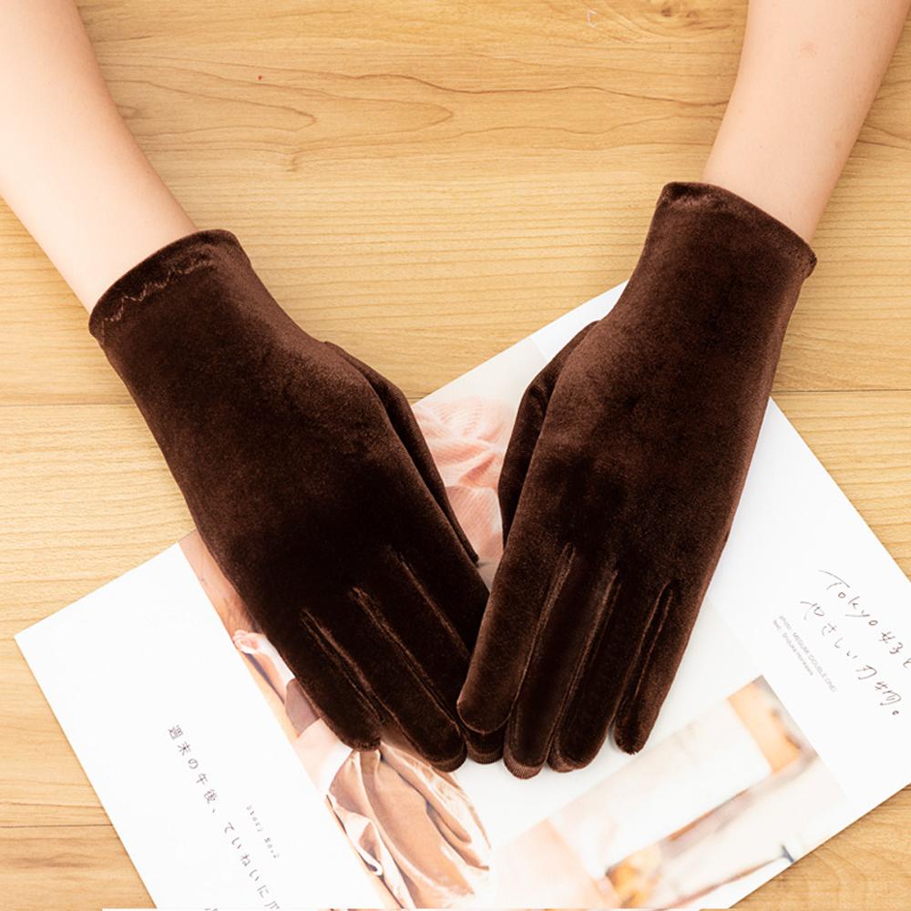 Велосипедные зимние женские осенние мягкие варежки с длинными пальцами, перчатки для вождения, эластичные золотые бархатные перчатки